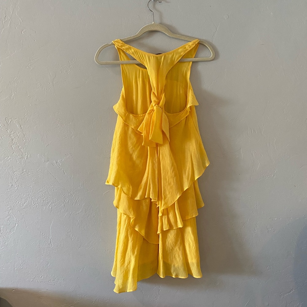 Yellow Ruffle Tier Mini Dress - Picture 2 of 2